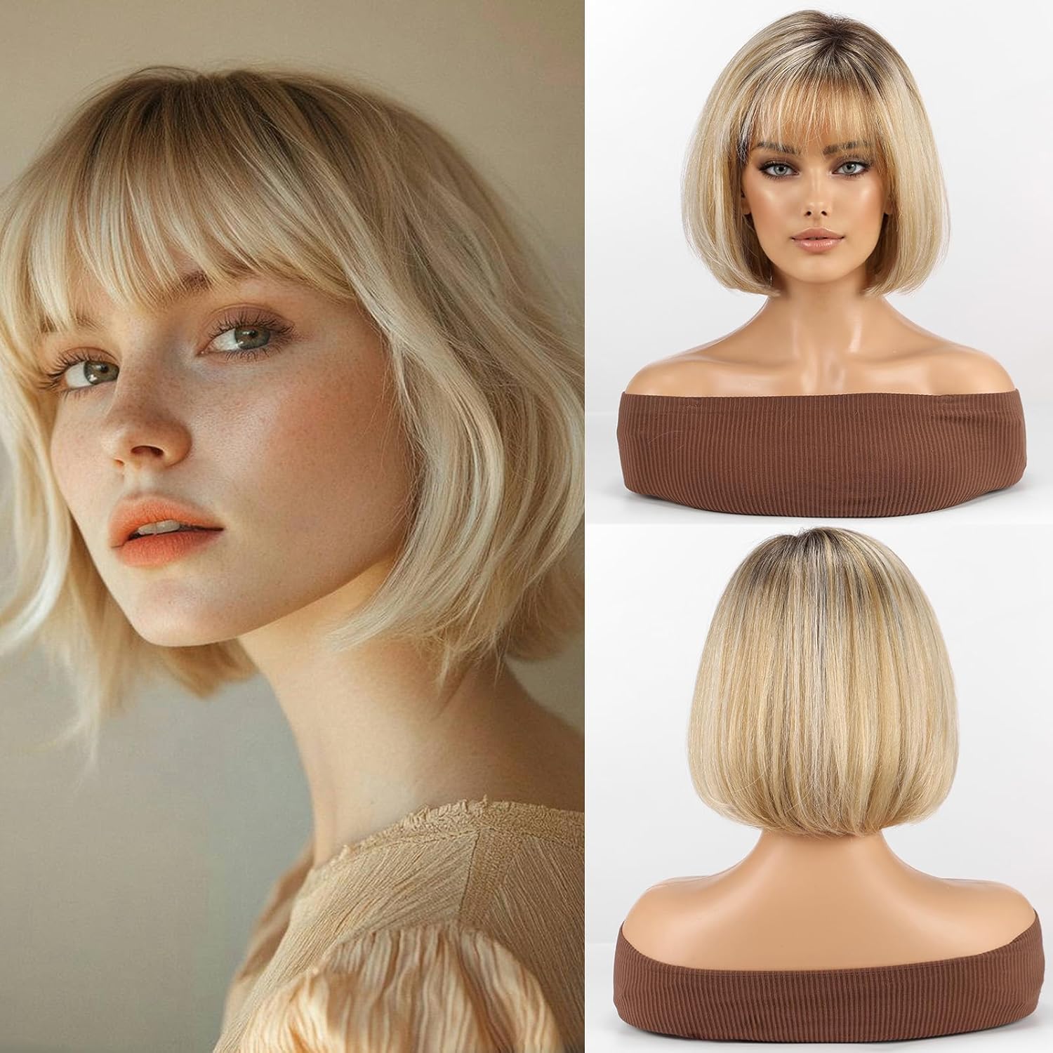 RSY Bob Wig Human Hair Blend Healthy Fiber Wigs for Women