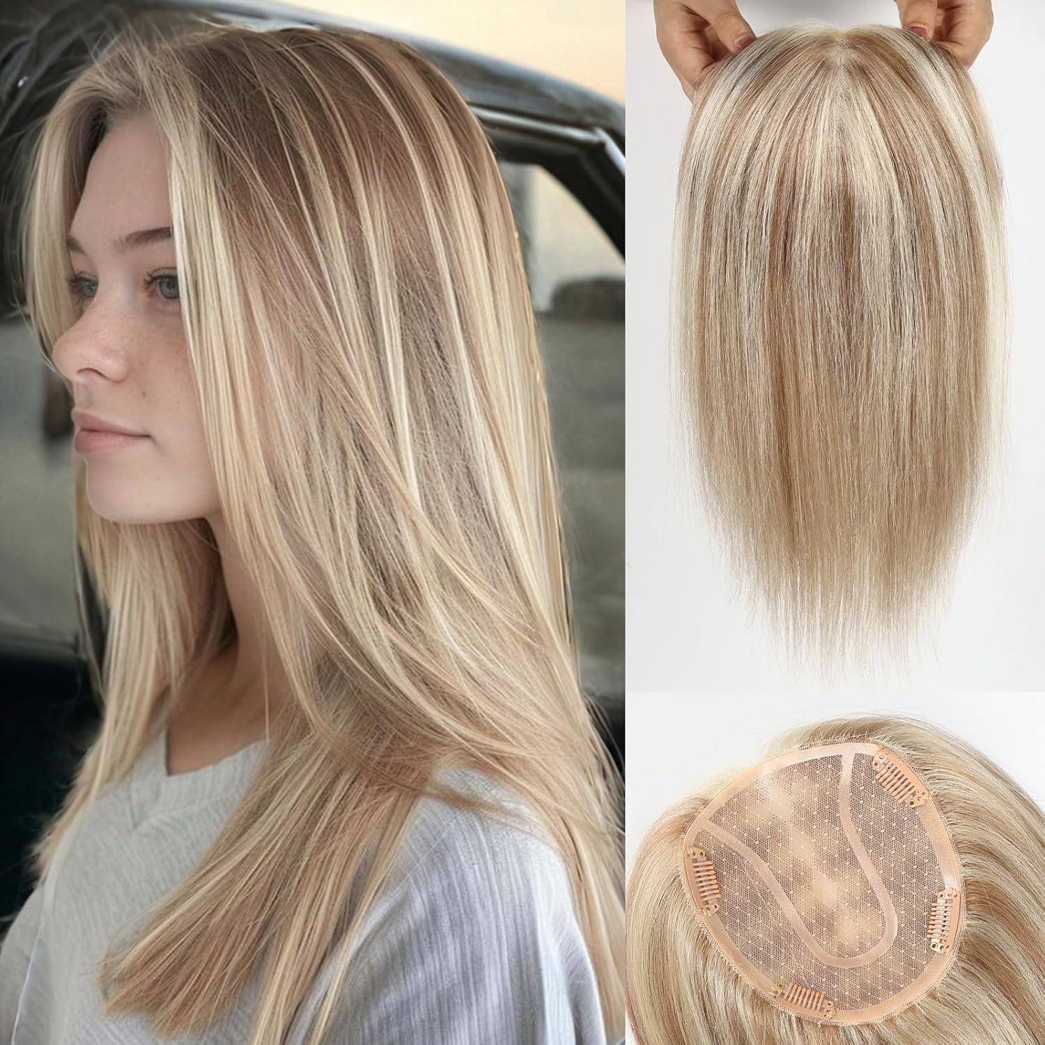 RSY Light Golden Blonde Hair Toppers for Women