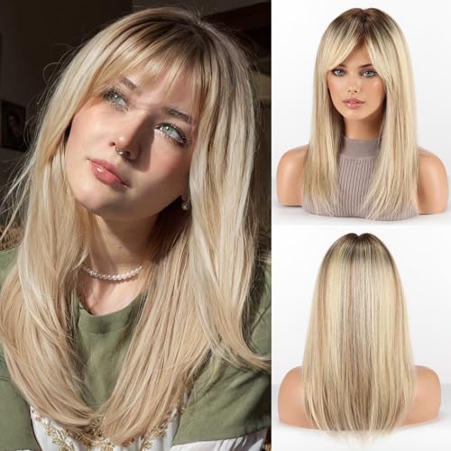 RSY Ombre Blonde Straight Human Hair Wigs for Women