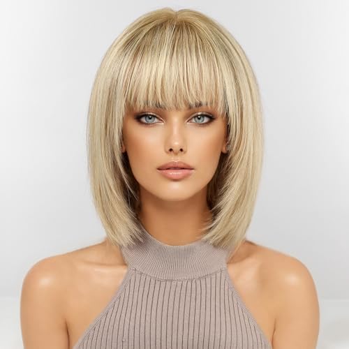 RSY Ombre Golden Brown Human Hair Bob Wigs for Women